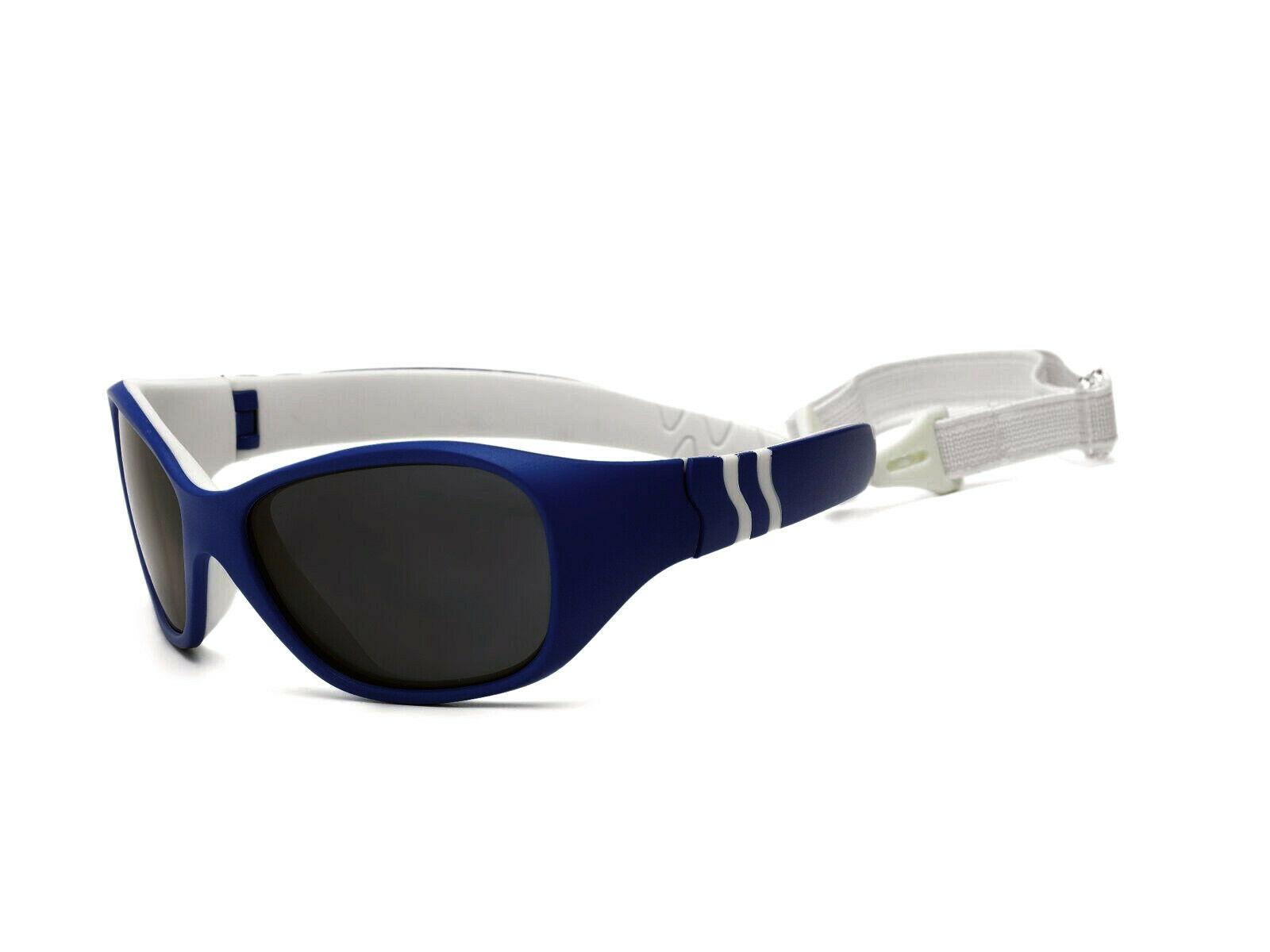 Real Shades Navy/White Double Injection Removable Band Smoke Lens Youth 7+
